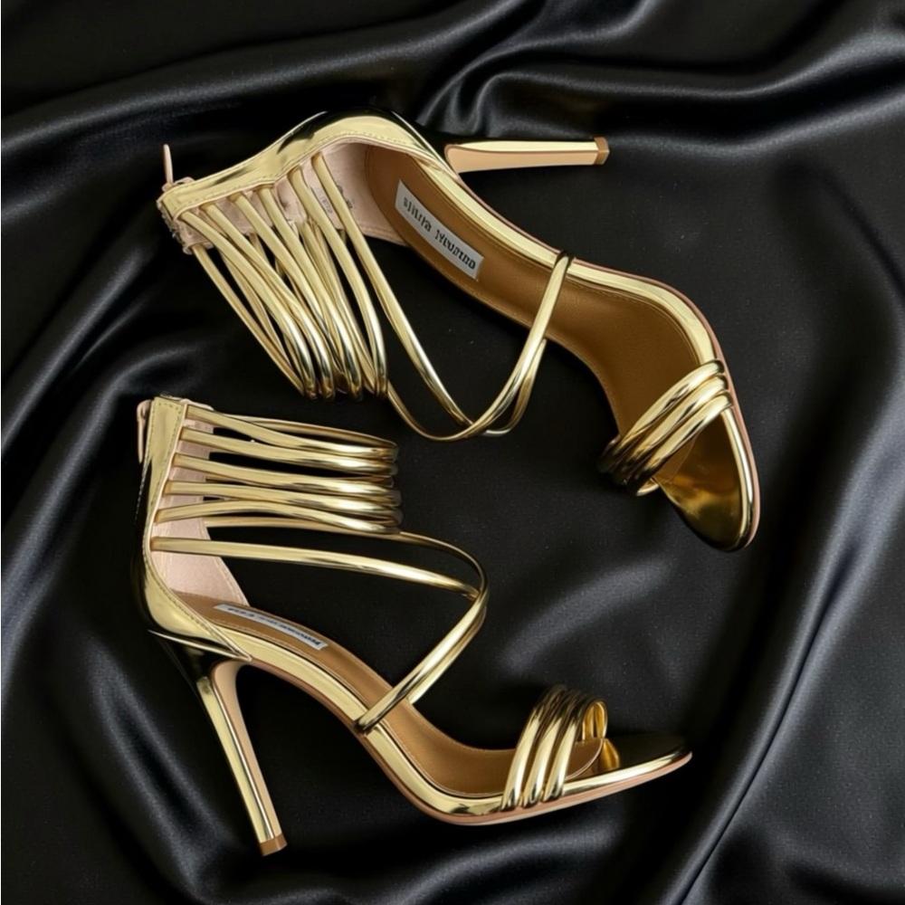 Steve Madden Fayja Rose Gold Metallic Strappy Stiletto
